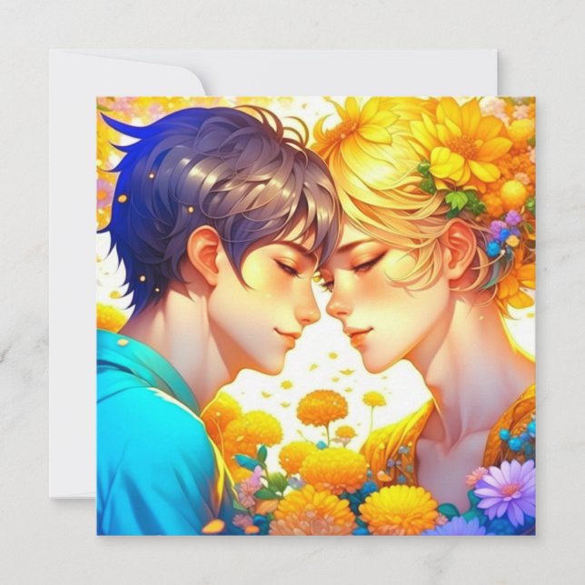 Carte Personnalisé romantique Anime Couple Valentine's D (Devant)