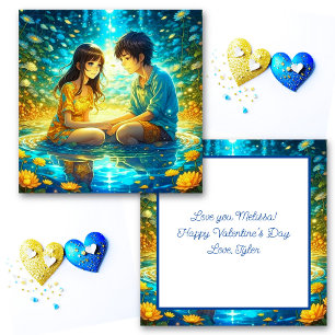 Carte Personnalisé romantique Anime Couple Valentine's D