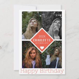 Carte Personnalisé Simple Anniversaire Élégant Collage P