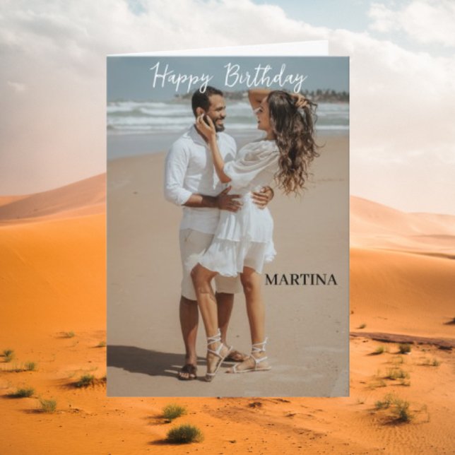 Carte Personnalisé Simple Script Photo Joyeux Anniversai (Créateur téléchargé)