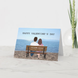 Carte Personnalisé Valentine's Day Couple Beach Bench