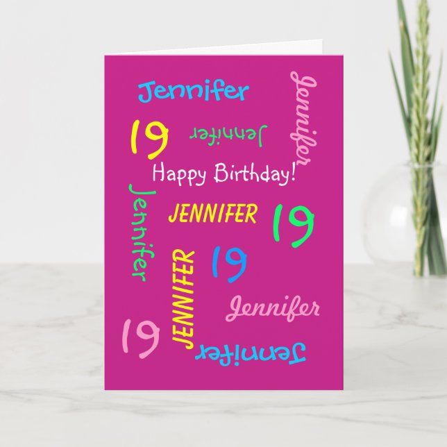 Carte personnalisée 19e anniversaire N'importe que (Devant)