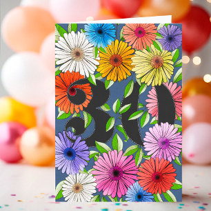 Carte personnalisée 30 ans Anniversaire Fleurs Ble