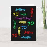 Carte personnalisée 70e anniversaire N'importe que