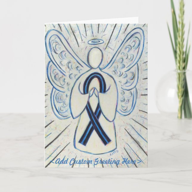 Carte personnalisée Angle de ruban bleu et noir (Devant)