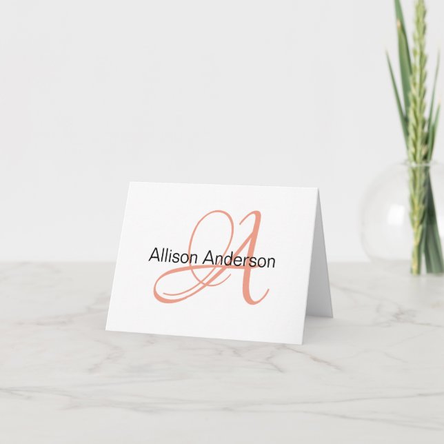 Carte personnalisée avec monogramme et nom (Devant)