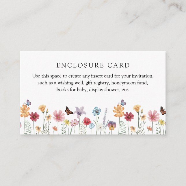 Carte personnalisée avec papillon et fleur sauvage (Devant)