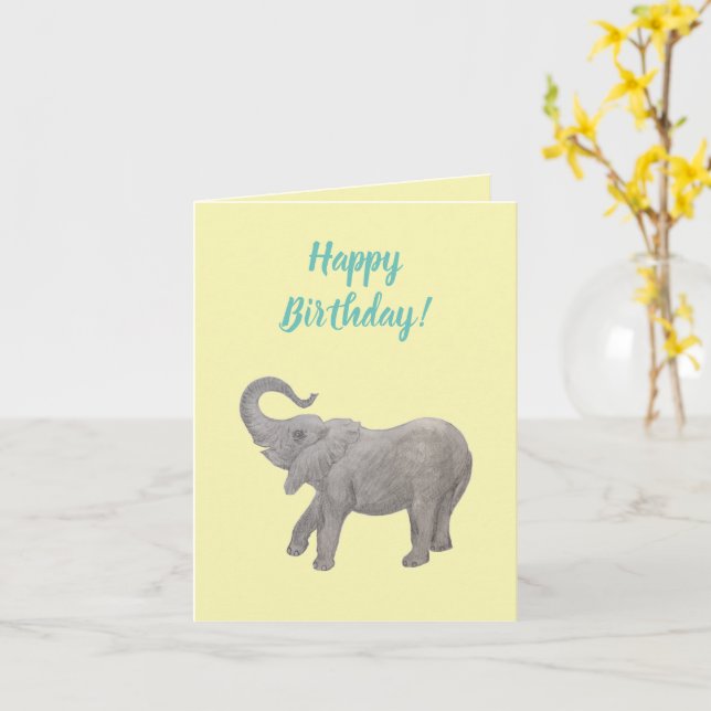 Carte personnalisée Baby Elephant (Fleur jaune)