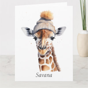 Carte personnalisée Beanie Bunch Girafe Chapeau d'