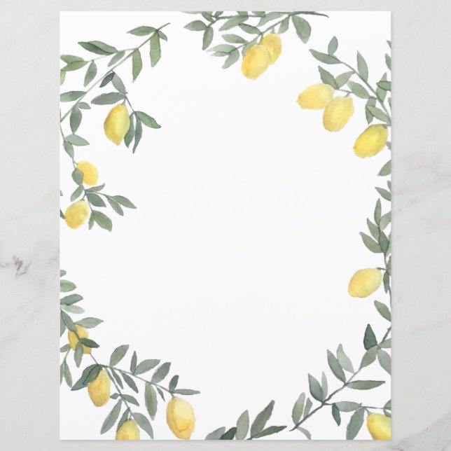 Carte personnalisée Boho Watercolor Lemon Wreath (Devant)