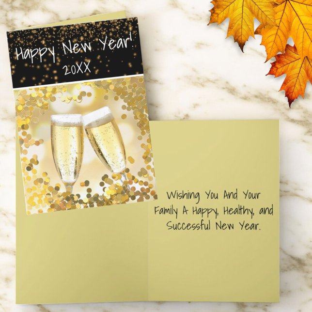Carte personnalisée Bonne Année Joyeuse (custom text greeting card cover and inside greeting)