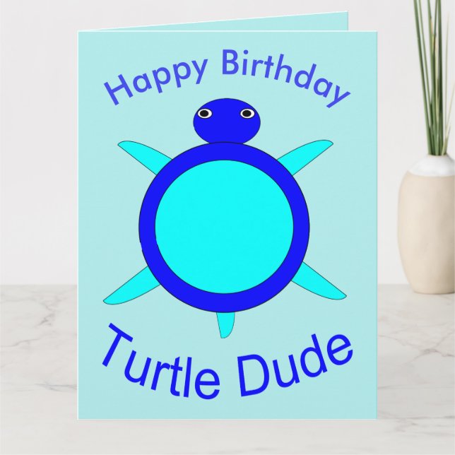 Carte personnalisée Bright Blue Turtle Dud (Devant)