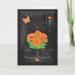 Carte personnalisée Chalk octobre Fleur de naissan