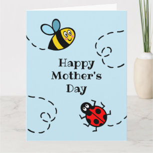 Carte personnalisée coccinelle + abeille pour la f