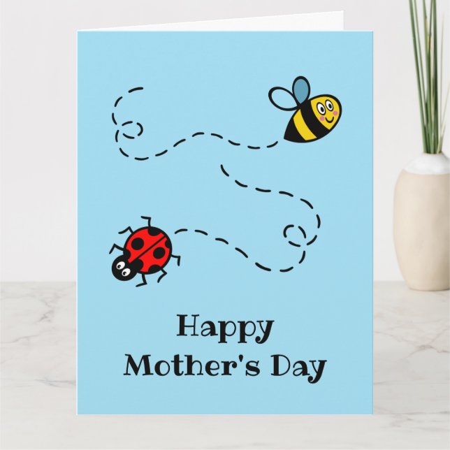 Carte personnalisée coccinelle + bumblebee fête de (Devant)