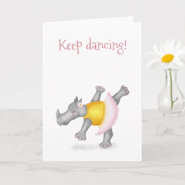 Carte personnalisée 'continuez à danser' avec un r (Petite plante)