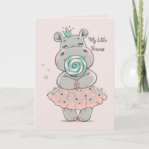Carte personnalisée - Cute Hippo Princesse Anniver