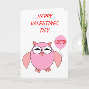 Carte personnalisée Cute Pink Love You Owl