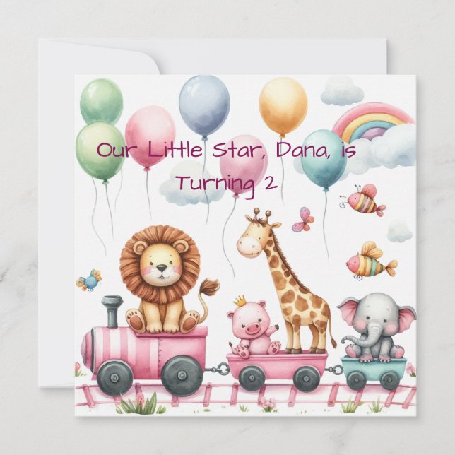 Carte personnalisée d'anniversaire Animaux (Devant)