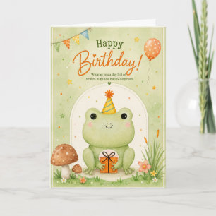 Carte personnalisée d'anniversaire avec une grenou