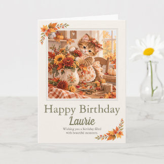 Carte personnalisée d'anniversaire d'automne avec
