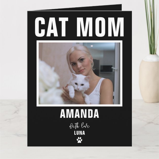 Carte personnalisée de chat maman avec photo (Devant)