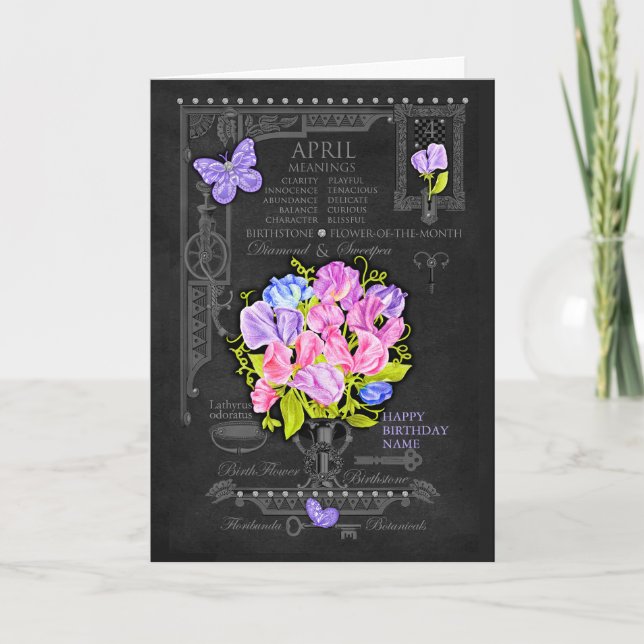 Carte personnalisée de fleur de naissance d'avril  (Devant)