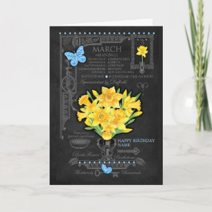 Carte personnalisée de fleur de naissance de mars 