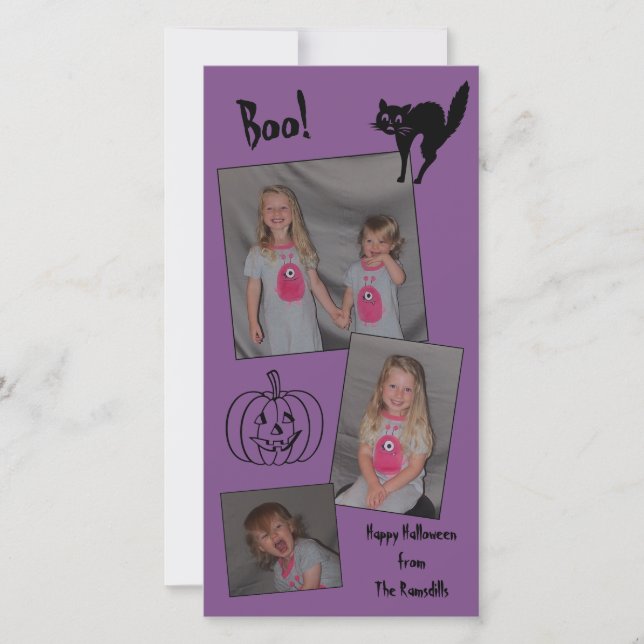 Carte personnalisée de Halloween (chat, (Devant)