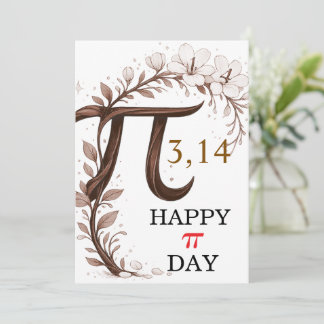 Carte personnalisée de jour de Pi florale, cadeau 