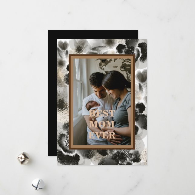 Carte personnalisée de la fête des mères florale e (Devant/Arrière en situation)