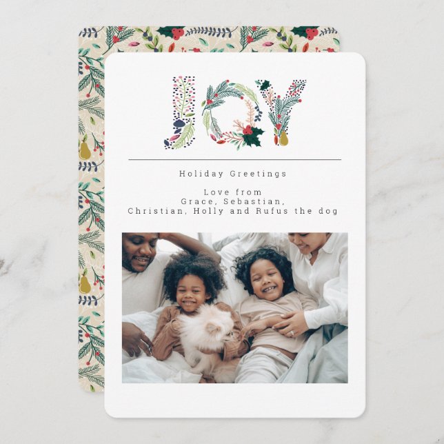 Carte personnalisée de la photo Holiday Joy (Devant / Derrière)
