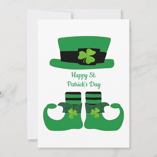 Carte personnalisée de la Saint-Patrick avec lutin (Devant)