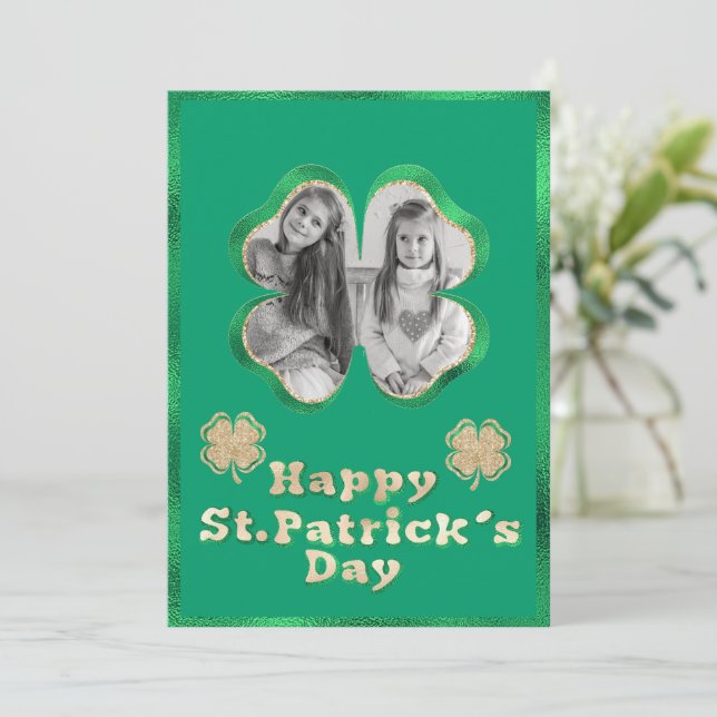 Carte personnalisée de la Saint-Patrick avec paill (Debout devant)