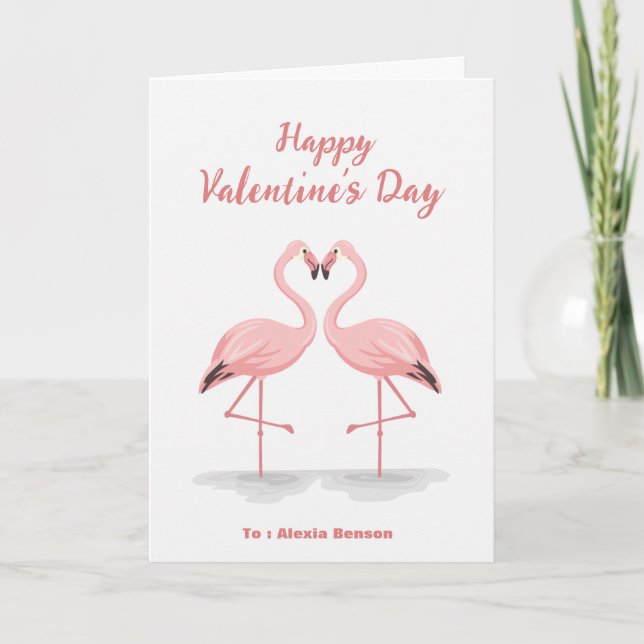 Carte personnalisée de la Saint-Valentin Flamingo (Devant)