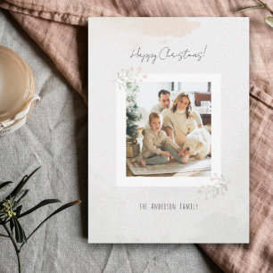 Carte personnalisée de Noël à fleurs aquarelle dél