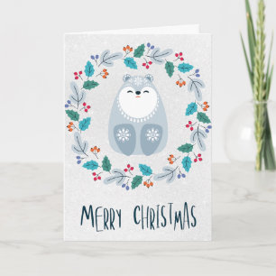 Carte personnalisée de Noël avec ours dans une cou