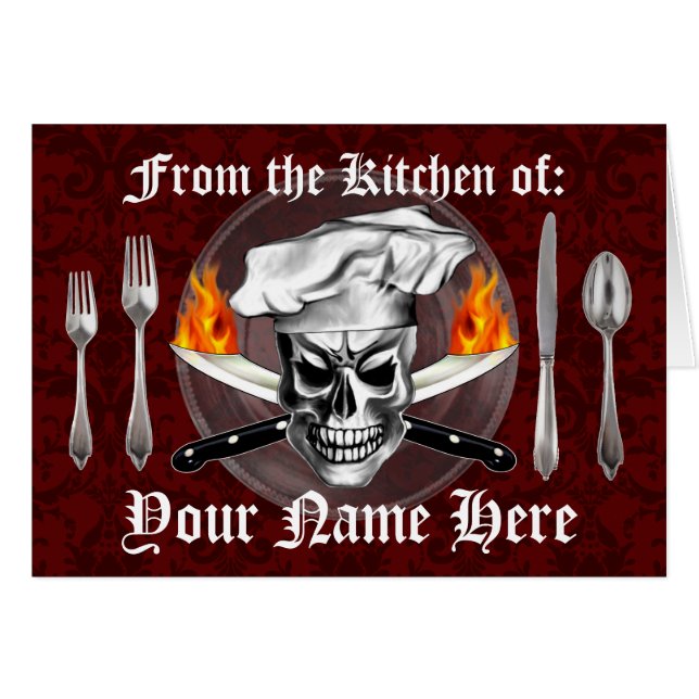 Carte personnalisée de recette de crâne de chef (Devant Horizontal)