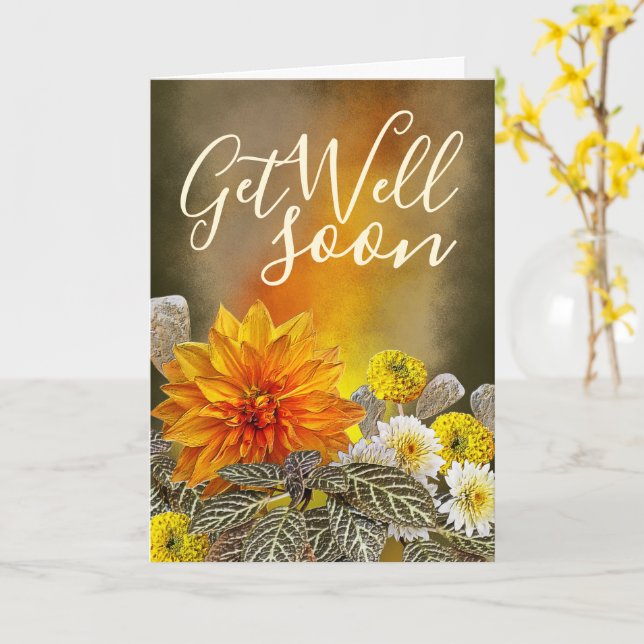 Carte personnalisée de rétablissement Fleurs orang (Fleur jaune)