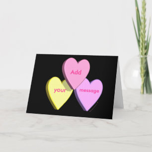 Carte personnalisée de sucrerie de coeur (noir)