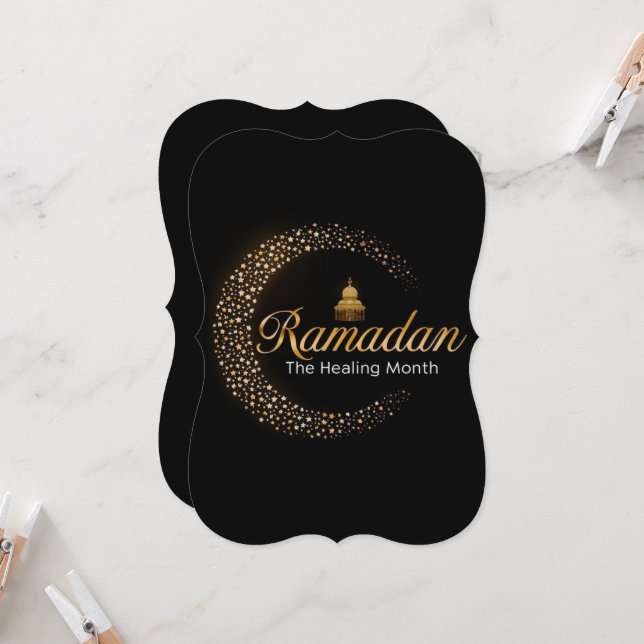 Carte personnalisée de vacances Ramadan Kareem (Devant/Arrière en situation)