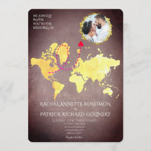 Carte personnalisée de voyage d'amour de mariage