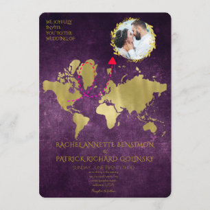 Carte personnalisée de voyage d'amour de mariage