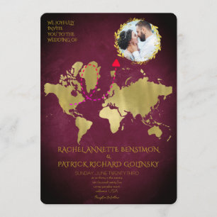 Carte personnalisée de voyage d'amour de mariage