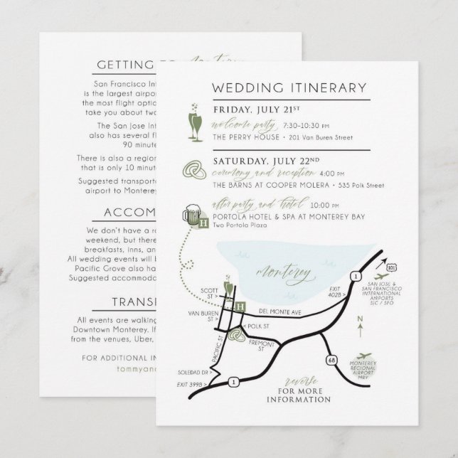 Carte personnalisée du boîtier d'invitation pour A (Devant / Derrière)