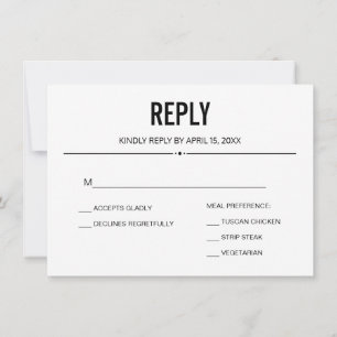 Carte personnalisée du Modèle de réponse RSVP simp
