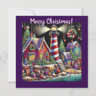 Carte personnalisée du phare de Noël Whimsical