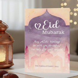Carte personnalisée Eid Mubarak avec motif de mosq