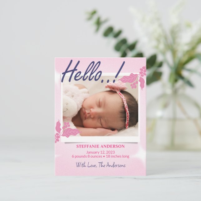Carte personnalisée faire-part de naissance (Debout devant)