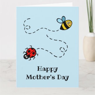 Carte personnalisée Fête des Mères coccinelle + bo